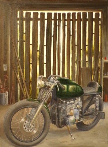Pintura titulada "Dans la grange" por Philippe Demory, Obra de arte original, Oleo Montado en Bastidor de camilla de madera