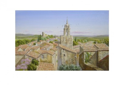 Peinture intitulée "Les toits de CUCURON" par Philippe Demory, Œuvre d'art originale, Autre