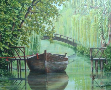 Painting titled "Sur l'eau" by Philippe Demory, Original Artwork, Other