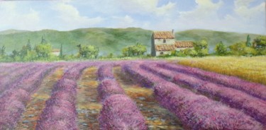 Painting titled "paysage de provence" by Philippe Demory, Original Artwork, Acrylic