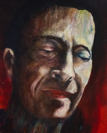 Painting titled "Autoportrait au yeu…" by Den Chamanie, Original Artwork, Acrylic Mounted on Wood Stretcher frame