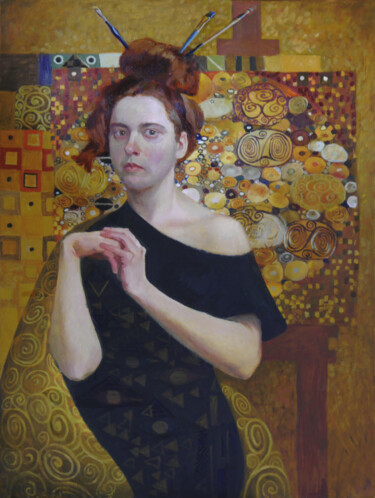 Painting titled "Impression of Klimt" by Den December, Original Artwork, Oil