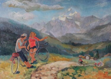 "Велосипедисты" başlıklı Tablo Den December tarafından, Orijinal sanat, Petrol
