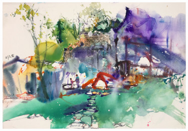 Pintura intitulada "《逸境系列26》" por Chun Lei Deng, Obras de arte originais, Aquarela