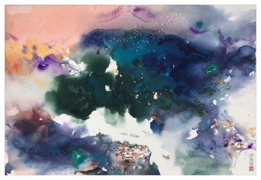 Peinture intitulée "《韵》系列之二 纸本水彩" par Chun Lei Deng, Œuvre d'art originale, Aquarelle