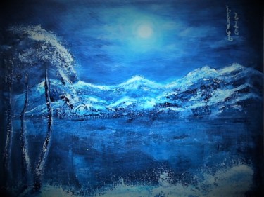 Painting titled "Winter night." by Dengiz Zolte, Original Artwork, Acrylic