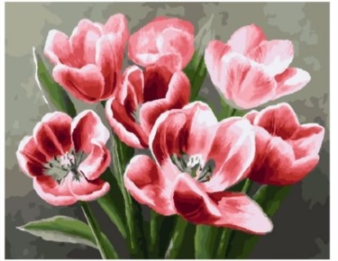 Картина под названием "Ранние тюльпаны." - Deni Wokker, Подлинное произведение искусства, Аэрограф