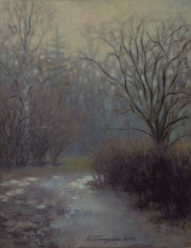 Painting titled "The last snow. acry…" by Denis Glindeman, Original Artwork