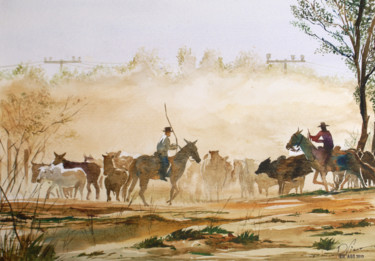 Peinture intitulée "Boiada.jpg" par Denio Viana, Œuvre d'art originale, Aquarelle