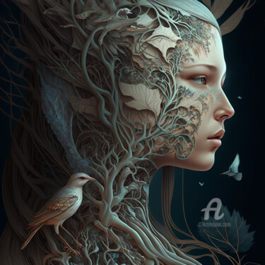 Digital Arts titled ""The Girl - Nature"…" by Denis Agati, Original Artwork, AI generated image
