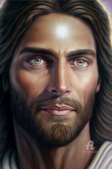 Arte digital titulada "Portrait of Jesus C…" por Denis Agati, Obra de arte original, Imagen generada por IA