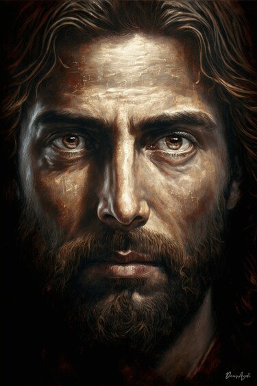 Digitale Kunst getiteld "Portrait of Jesus C…" door Denis Agati, Origineel Kunstwerk, Digitaal Schilderwerk