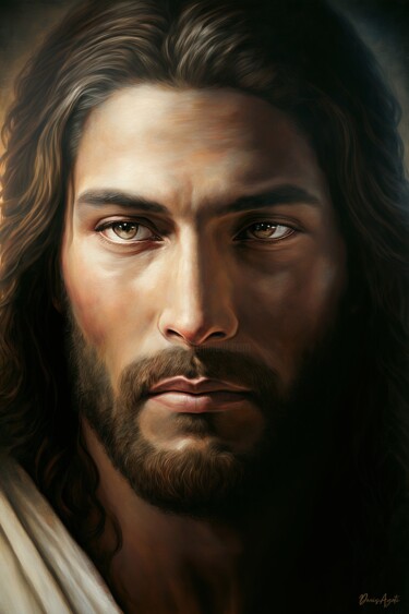 Arte digitale intitolato "Portrait of Jesus C…" da Denis Agati, Opera d'arte originale, Immagine generata dall'IA