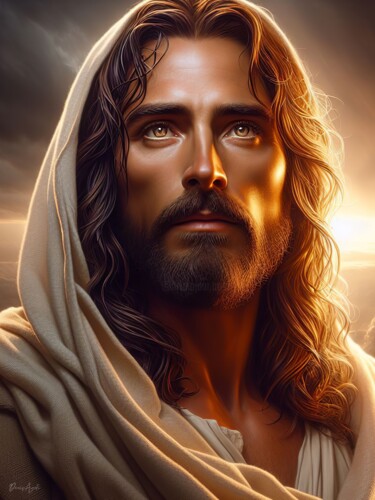 Digital Arts titled "Jesus Christ with c…" by Denis Agati, Original Artwork, AI generated image