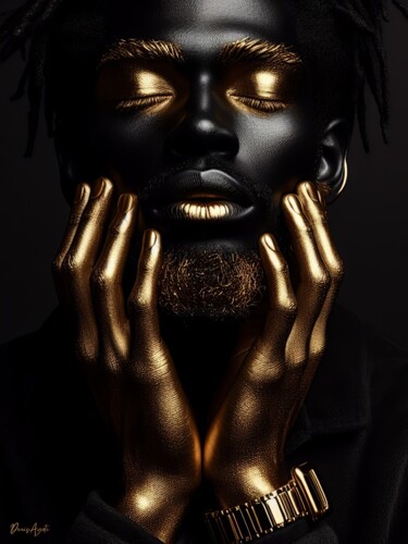 Artes digitais intitulada "Man with black skin…" por Denis Agati, Obras de arte originais, Imagem gerada por IA