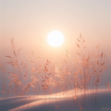 Цифровое искусство под названием "Frozen grass on a b…" - Denis Agati, Подлинное произведение искусства, Изображение, сгенер…