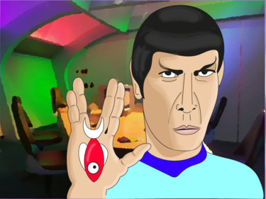 Digitale Kunst mit dem Titel "Spock et moi" von Denis Bacholier, Original-Kunstwerk, Digitale Malerei