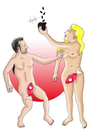 Digital Arts titled "Eve, Adam et moi" by Denis Bacholier, Original Artwork, Digital Painting