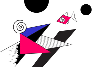 Digitale Kunst mit dem Titel "Spirale N°5 et moi" von Denis Bacholier, Original-Kunstwerk, Digitale Malerei