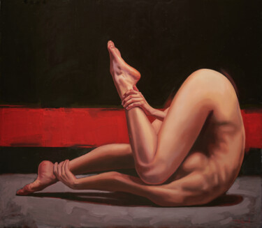 Red Line Peinture intitulée "Red Line" par Denis Barinov, Œuvre d'art originale, Huile