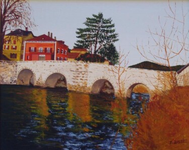 Peinture intitulée "vieux pont de Trave…" par Denis Basset, Œuvre d'art originale