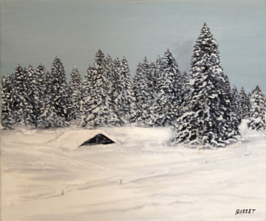 Peinture intitulée "la-loge-en-hiver-sa…" par Denis Basset, Œuvre d'art originale