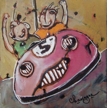 Peinture intitulée "auto tamponneuse" par Denis Chassagne, Œuvre d'art originale