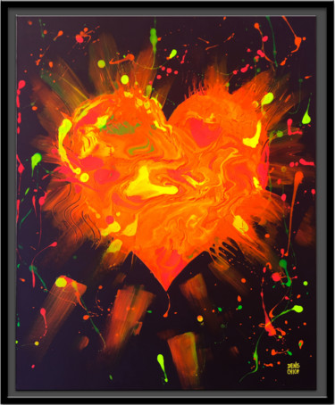 Painting titled "SCRATCH BOOM LOVE (…" by Denis Chich, Original Artwork, Acrylic Mounted on Wood Stretcher frame