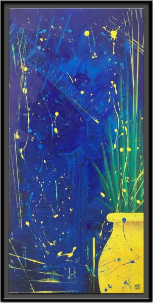 Painting titled "LE JARDIN MAJORELLE" by Denis Chich, Original Artwork, Acrylic Mounted on Wood Stretcher frame