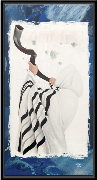 Schilderij getiteld "SHOFAR" door Denis Chich, Origineel Kunstwerk, Acryl Gemonteerd op Frame voor houten brancard