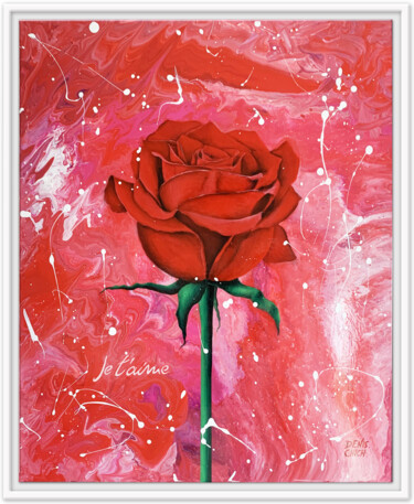 Painting titled "JE T'AIME" by Denis Chich, Original Artwork, Acrylic Mounted on Wood Stretcher frame