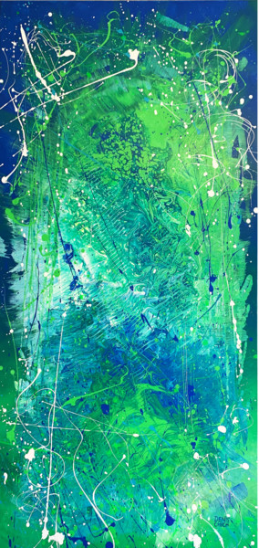 Painting titled "GREEN BALAGAN" by Denis Chich, Original Artwork, Acrylic Mounted on Wood Stretcher frame