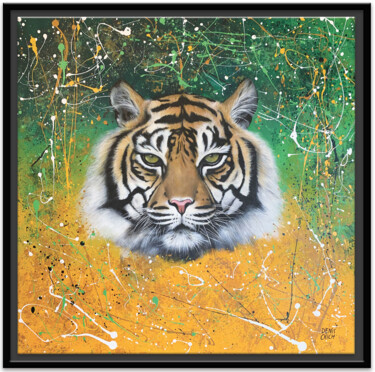 Painting titled "EYE OF THE TIGER" by Denis Chich, Original Artwork, Acrylic Mounted on Wood Stretcher frame