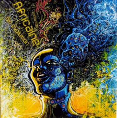 Painting titled "Africaine" by Denis Clavier, Original Artwork, Acrylic