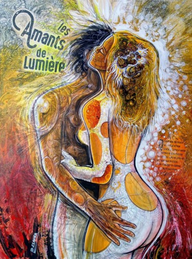 Malerei mit dem Titel "Les Amants de Lumiè…" von Denis Clavier, Original-Kunstwerk, Acryl
