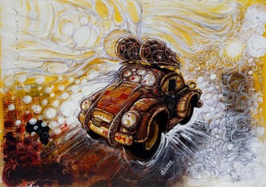 Pintura intitulada "Partir en Pays ABE" por Denis Clavier, Obras de arte originais, Acrílico