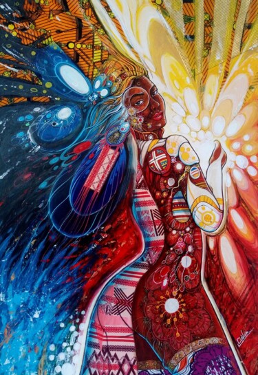 Картина под названием "PRINCESSE" - Denis Clavier, Подлинное произведение искусства, Акрил Установлен на Деревянная рама для…