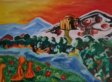 Pittura intitolato "Der rote Himmel" da Denis Dolheimer, Opera d'arte originale, Acrilico