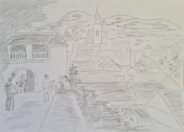 Drawing titled "Auf dem Schloss Hoh…" by Denis Dolheimer, Original Artwork, Pencil