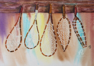 Painting titled "Les xares suspendus…" by Emilie Denis, Original Artwork, Watercolor