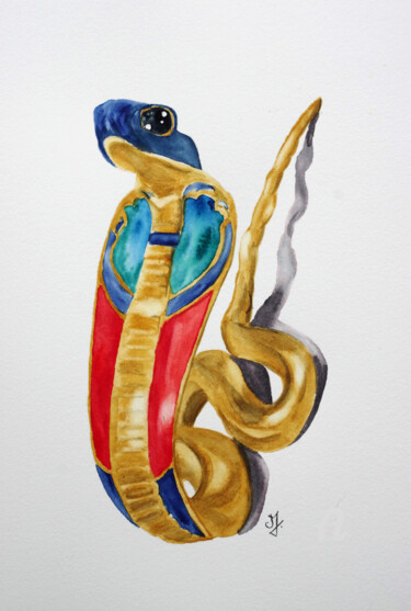 Painting titled "Uraeus" by Emilie Denis, Original Artwork, Watercolor