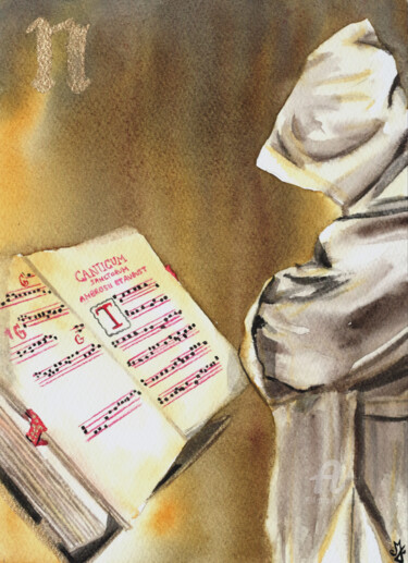 Painting titled "Les neumes" by Emilie Denis, Original Artwork, Watercolor