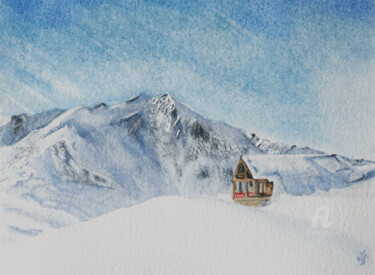 Painting titled "Que la montagne est…" by Emilie Denis, Original Artwork, Watercolor