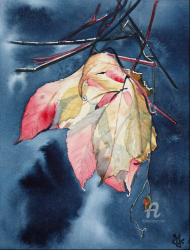 Painting titled "Lumière d'automne" by Emilie Denis, Original Artwork, Watercolor