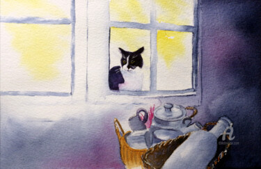 Painting titled "Ouvre-moi !" by Emilie Denis, Original Artwork, Watercolor