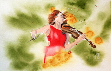 绘画 标题为“Rêve en musique” 由Emilie Denis, 原创艺术品, 水彩