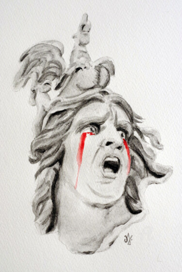 Pittura intitolato "J'ai mal à ma Répub…" da Emilie Denis, Opera d'arte originale, Acquarello