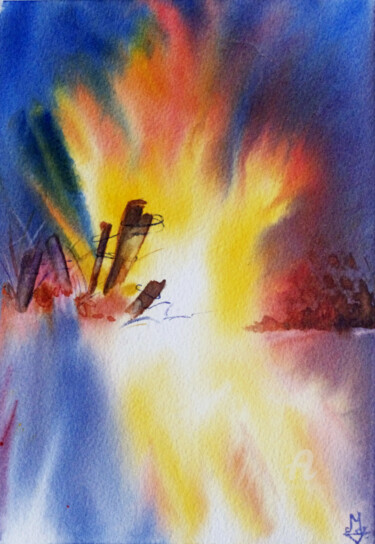 Peinture intitulée "De feu et de glace" par Emilie Denis, Œuvre d'art originale, Aquarelle