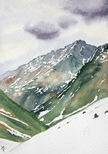 Painting titled "Fontes des neiges à…" by Emilie Denis, Original Artwork, Watercolor