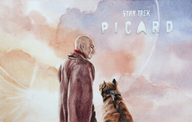Pittura intitolato "Star Trek : Picard" da Emilie Denis, Opera d'arte originale, Acquarello